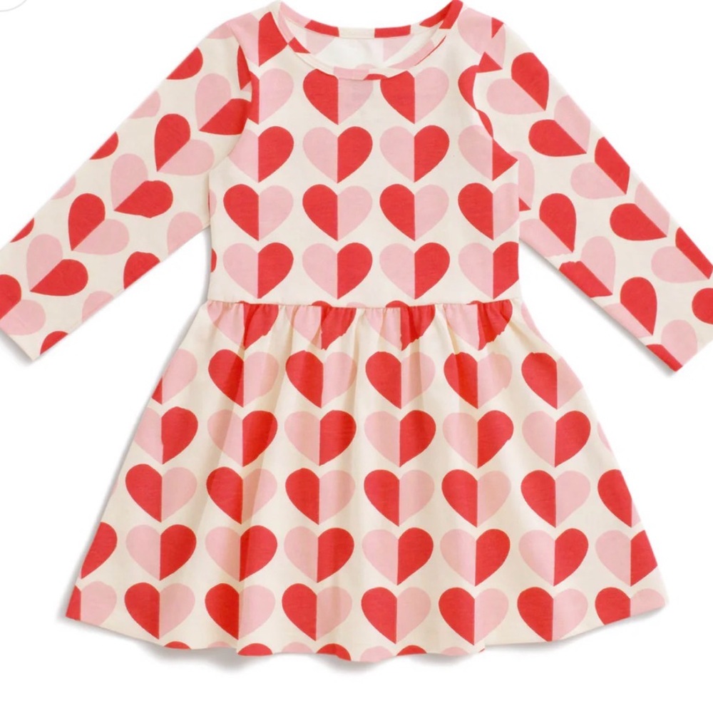 Winter Water Factory Heart Patterned Organic Cotton Dress Sz 6